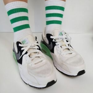Nike Air Max Sneakers - White and Black with Green Accents Womens Size 10